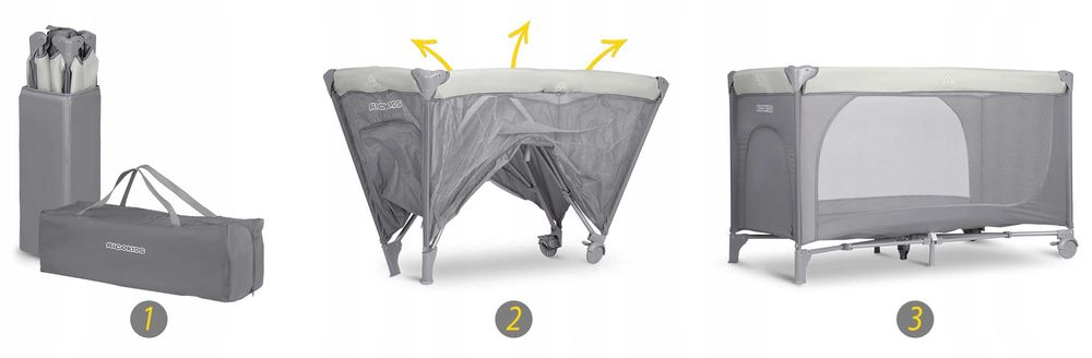 ŁÓŻECZKO Turystyczne PREMIUM Składane Kojec Akcesoria RICOKIDS Łóżko