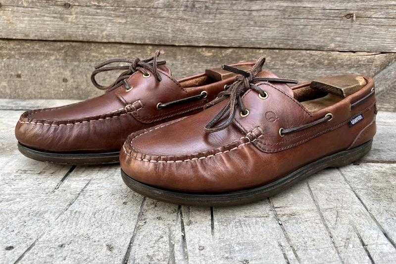 Quayside р 45 шкіряні топсайдери коричневі чоловічі мокасини мужские