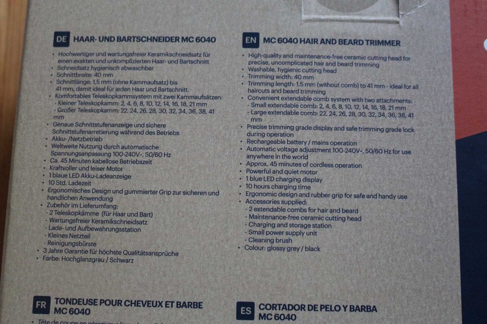 Golarka,maszynka,aparat do przycinania włosów i brody,Grundig MC 6040