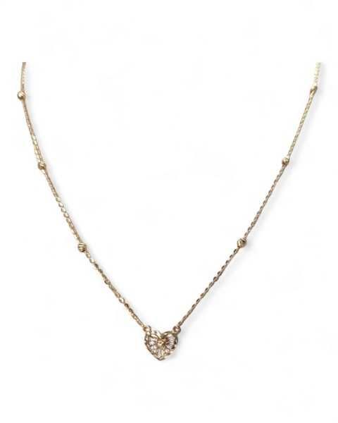 Subtelny, naszyjnik złota z serduszkiem pr. 585