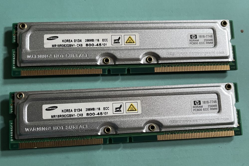 pamięć RDRAM RIM 2x256MB PC800 samsung do hp