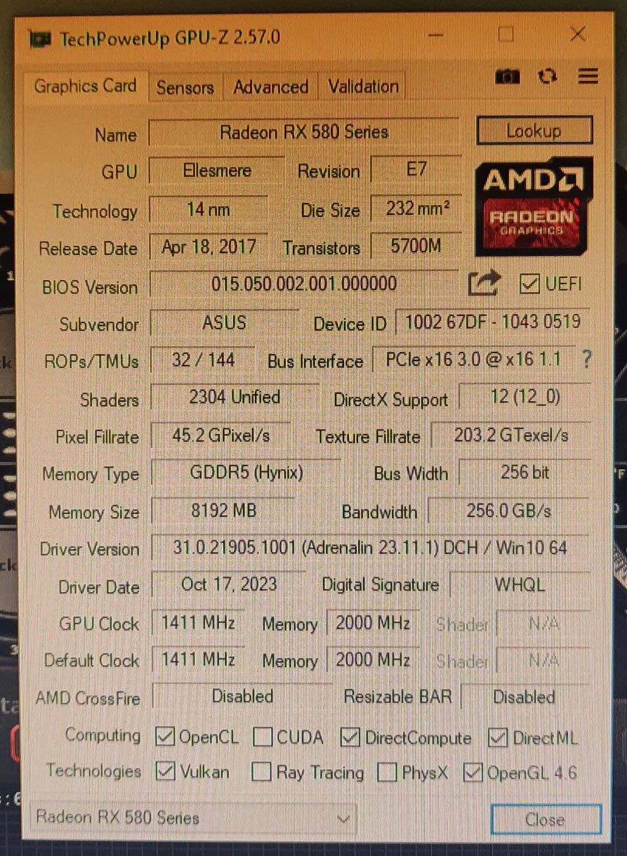 RX 580 8gb Asus Strix