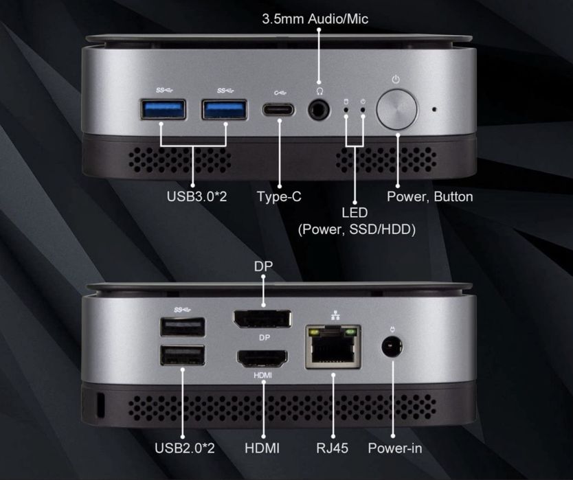 Настольный мини-ПК Benss Mini PC, версия 8/128 ГБ + 2 tb.