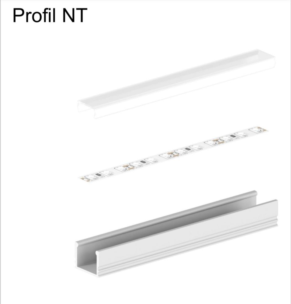 Profil na taśmę led z przesłoną mleczną 2 x 2m + taśma LED