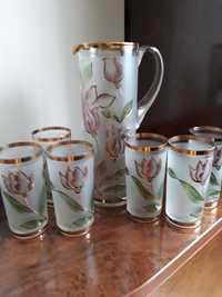 Набор для напитков из матированного богемского стекла с позолотой