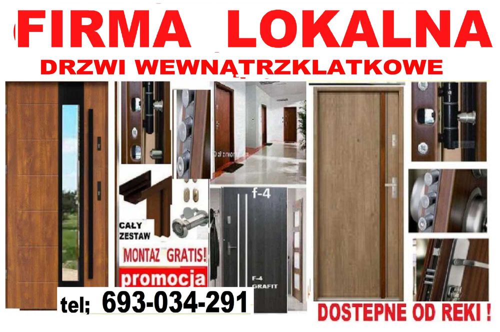 Drzwi z MONTAŻEM-wejściowe ZEWNĘTRZNE- wewnątrzklatkowe do mieszkania.