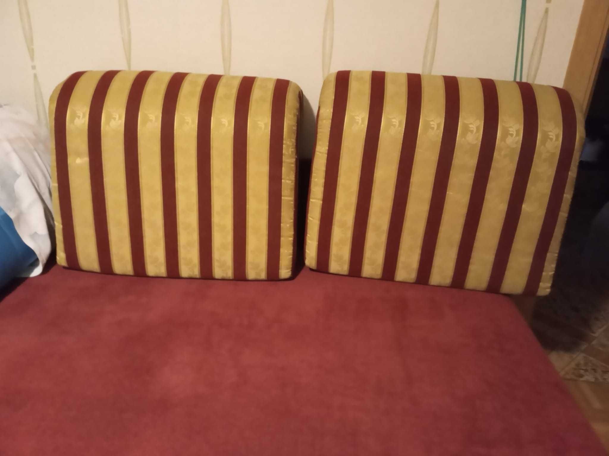2 poduszki oparcia do kanapy pod plecy złoto-bordowe