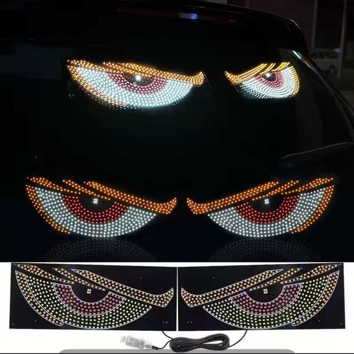 Глаза LED на авто, фуру, грузовик 2 шт по 30см - на лобовое стекло