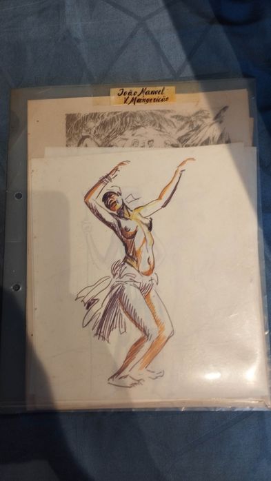 Arte africana - Capa com 5 esboços do artista João Manuel mangericao