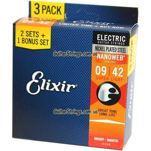 Струны Elixir 16544 Nanoweb Phosphor Bronze Custom Light 11-52 1 set