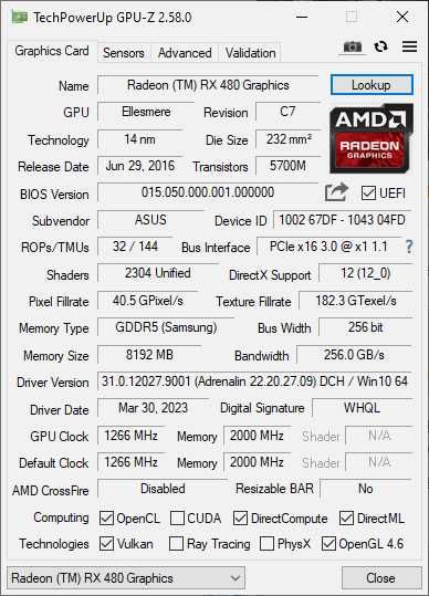 Asus strix Rog RX 480 8GB Gaming