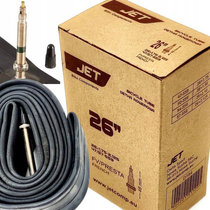 JET dętka 26 x 1,75 1,90 1,95 2,00 2,10 2,125 2,15 FV-48mm presta