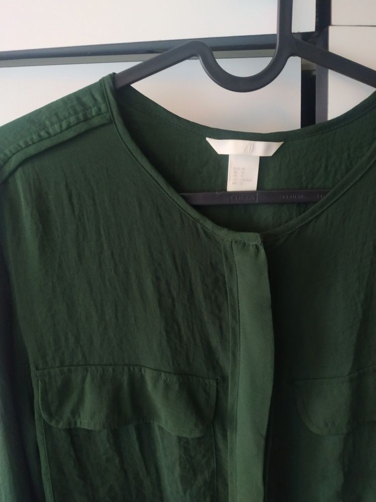 Ciemnozielona koszula damska butelkowa zieleń H&M 40 L