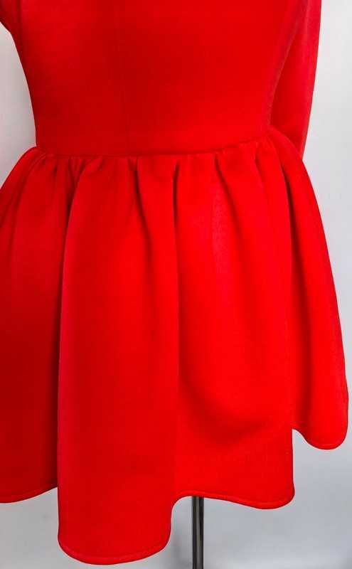 Czerwona sukienka piankowa na wesele rozkloszowana 36 S A Rudzka