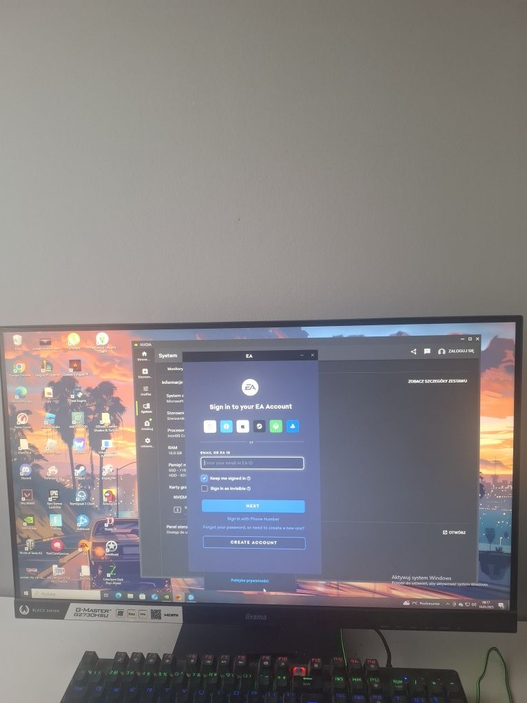 Komputer stacjonarny gamingowy z monitorem 27 cała