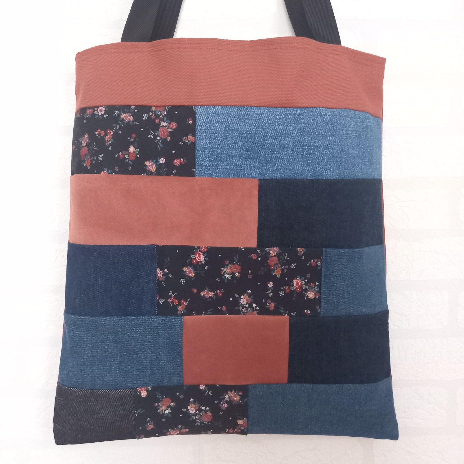 Duża torba shopperka patchwork Handmade