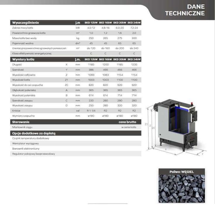 Kocioł / piec KRZACZEK SKD 16kW ST32 5KL