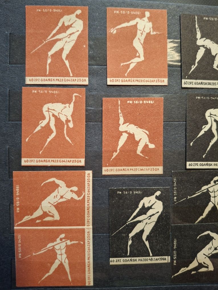 Etykiety zapałczane PRL  Olimpiada Rzym 1960 Kolekcjonerskie