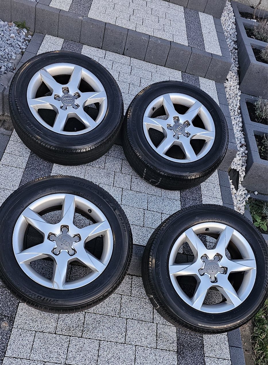 4 Koła Alufelgi Audi A6 A4 205 60 R16 BRIDGESTONE TURANZA ER300 LATO1