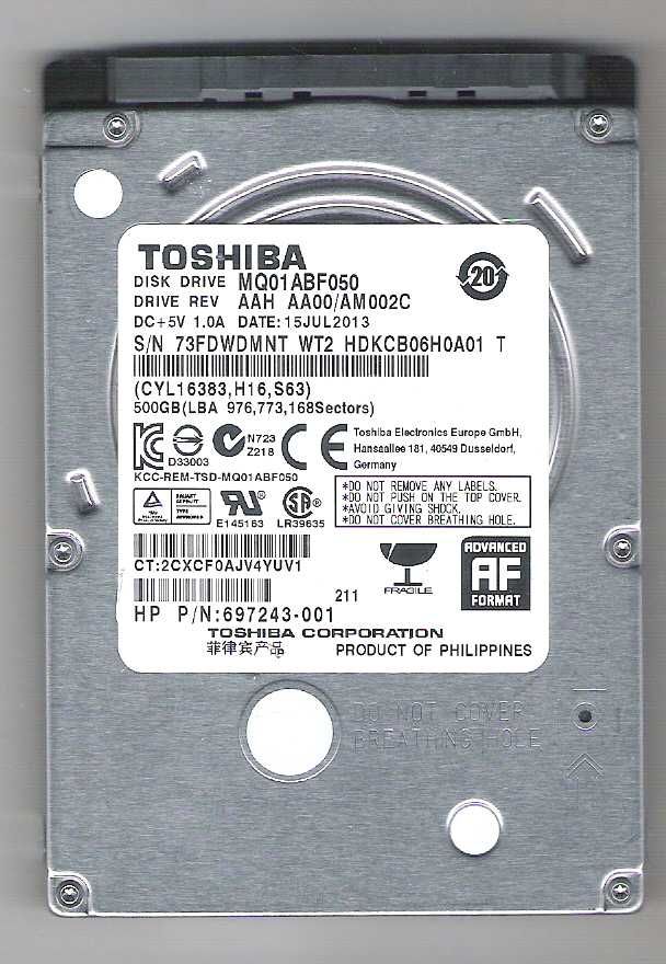 Продам недорого жёсткий диск TOSHIBA 2,5”(SATA), 500 гб, для ноутбука.