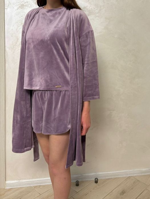 Домашній велюровий костюм трійка