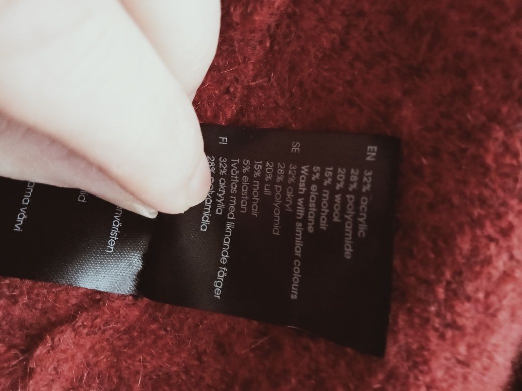Purpurowy sweter Lindex roz.M wełna i moher