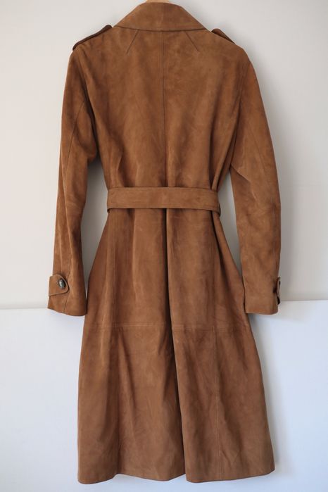 Massimo Dutti Długi skorzany trencz