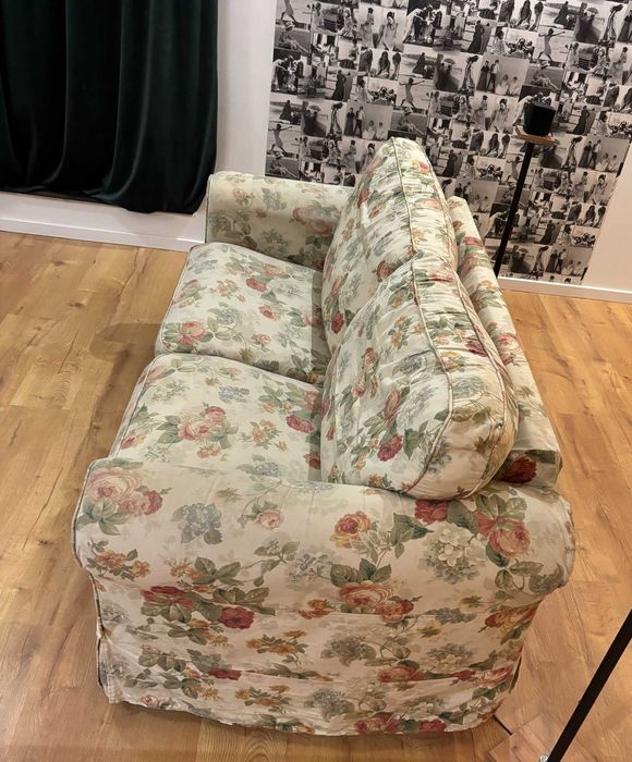 Sofa rozkładana styl IKEA EKTORP poduchy pierze materac nowy mechanizm