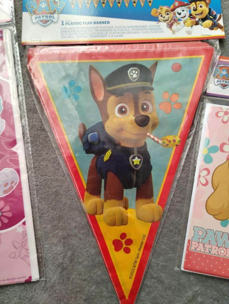 Zestaw urodzinowy psi patrol - zaproszenia girlanda świeczka torebki