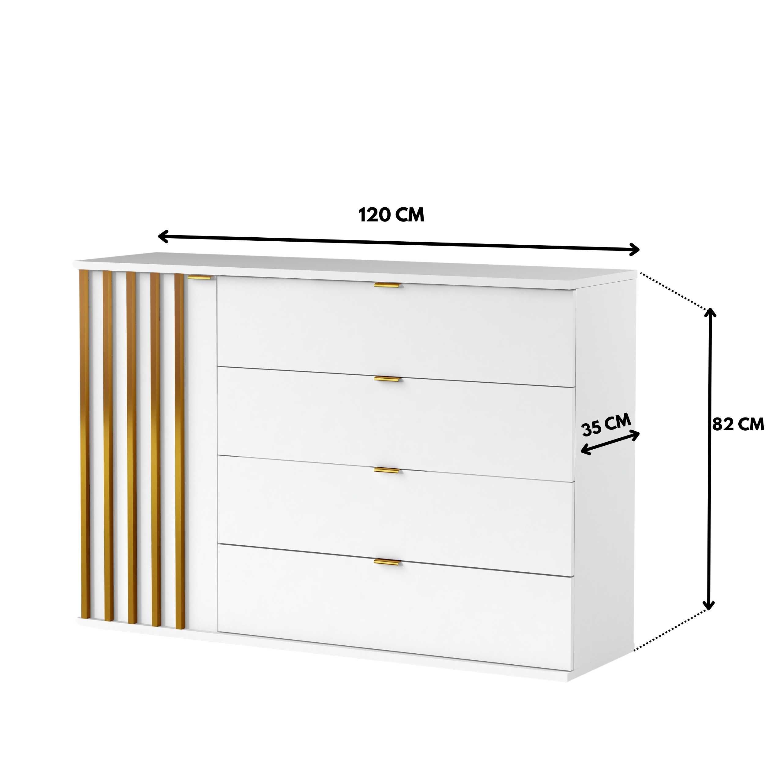 DUŻA komoda szafka DO SYPIALNI 120CM DO PRZEDPOKOJU nowa lamele ZŁOTE