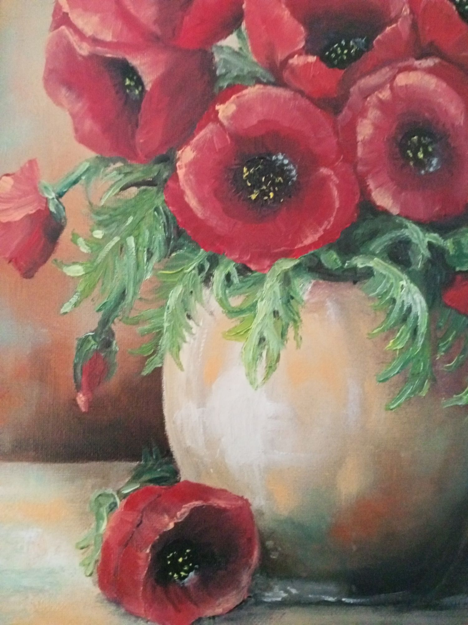Obraz olejny Maki w złotej ramie - 42cm/52 cm