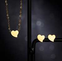 ROMANTYCZNY Złoty Komplet Biżuterii Naszyjnik + Kolczyki