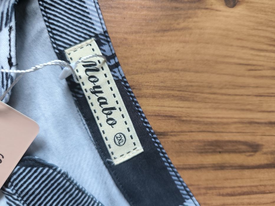 Moyabo koszula bluzka tunika z zamkiem 2XL w kratę damska rayon