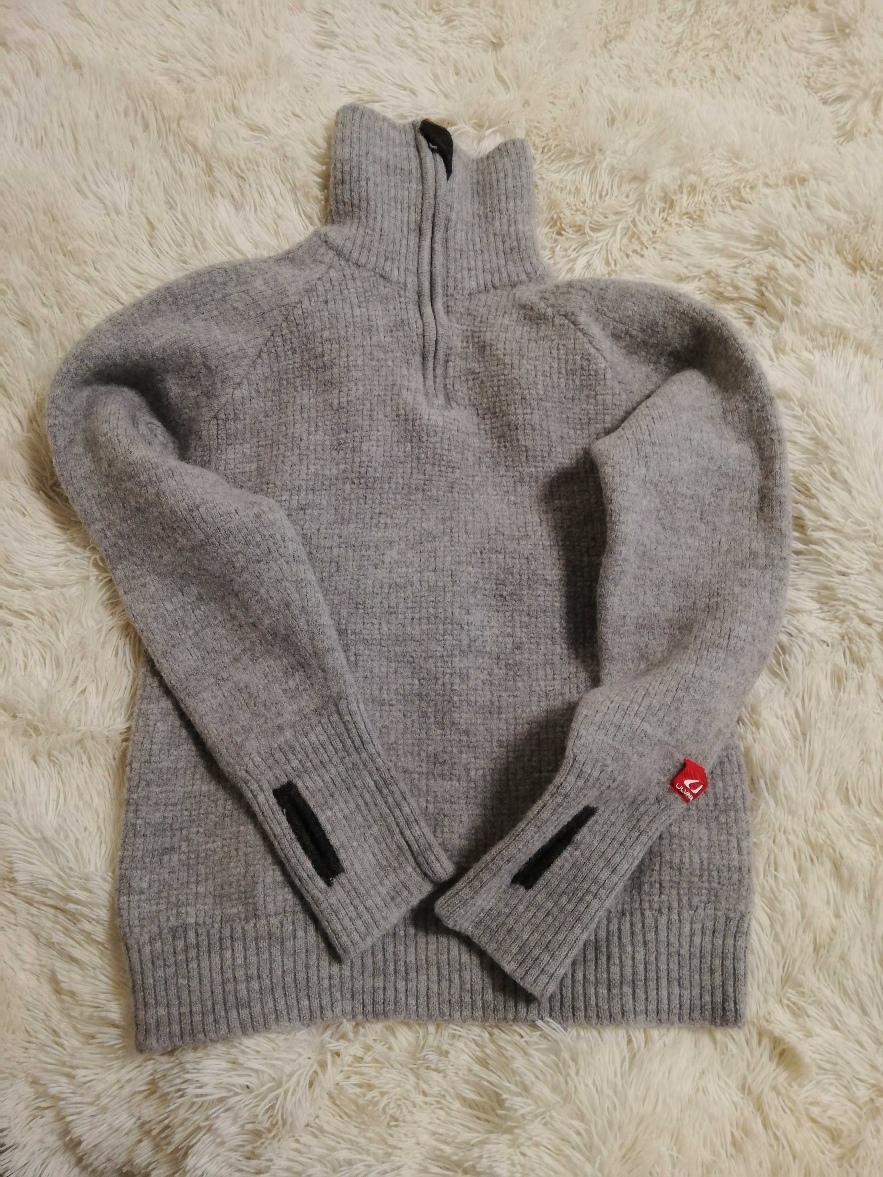 sweter wełniany Ulvang 100%wełna S M 36 38 szary