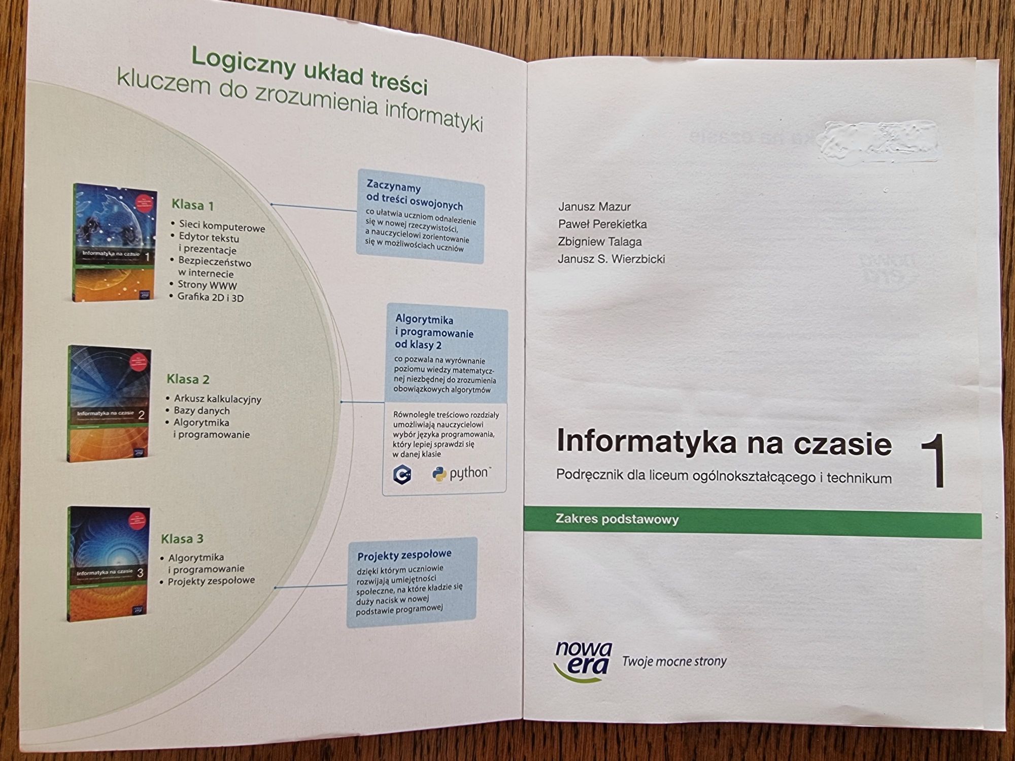Informatyka na czasie. klasa 1, zakres podstawowy, Nowa Era