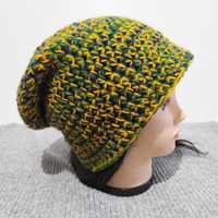 czapka z podszewką XL smerfetka beanie handmade na szydełku