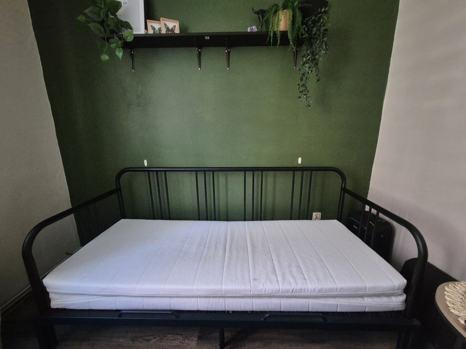 FYRESDAL

Leżanka z 2 materacami, czarny/Åfjäll średnio twardy, 80x200