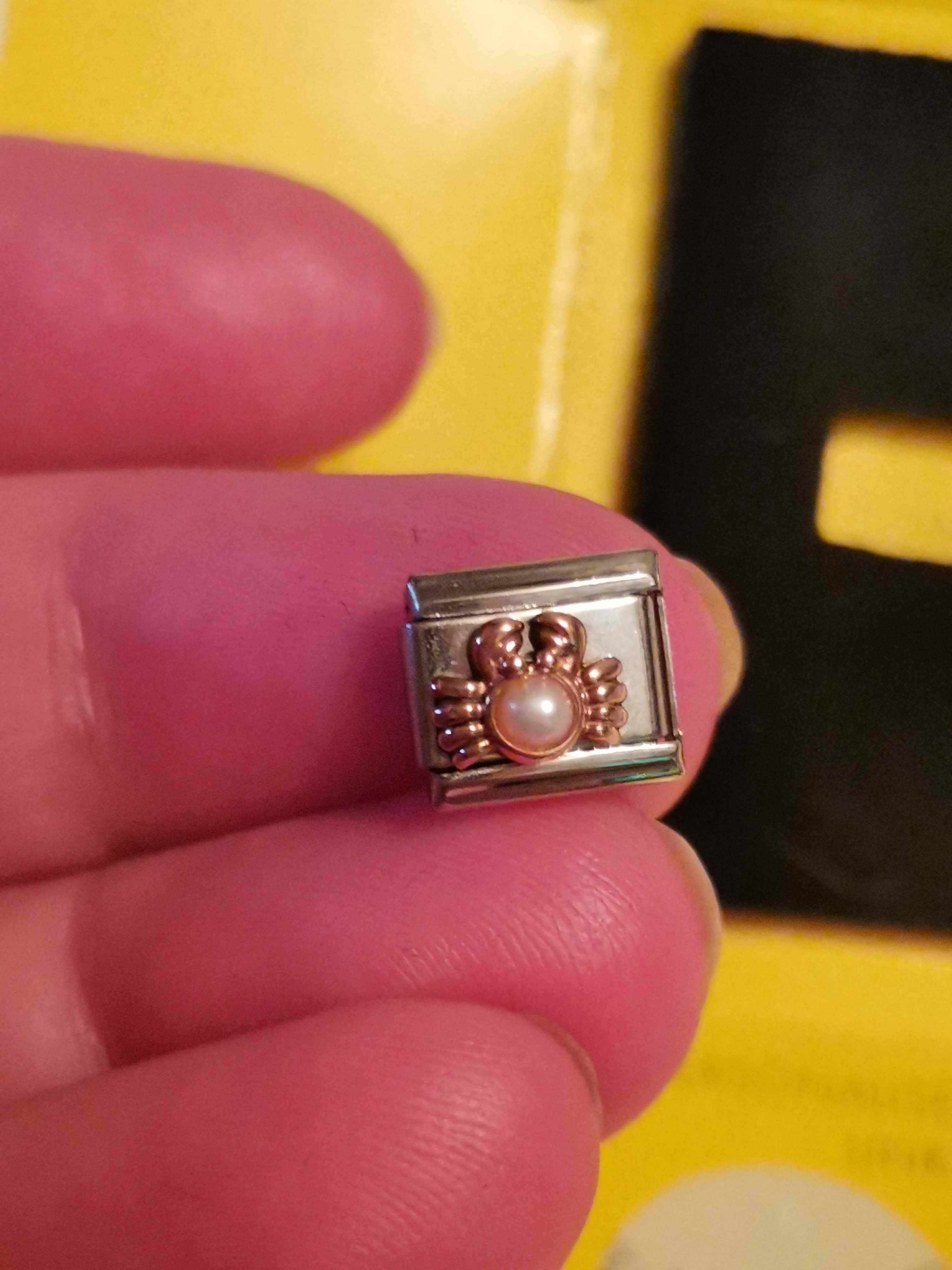 Link charms Nomination Composable Krab z perłą Swarovski złoto 9k.Oryg