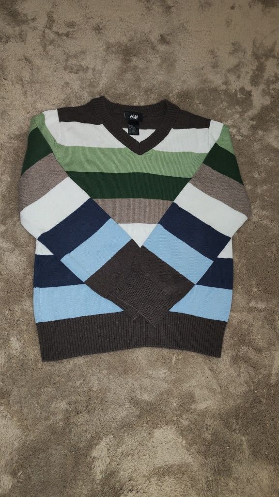 H&M sweter w serek r. 122/128 pasy bawełna