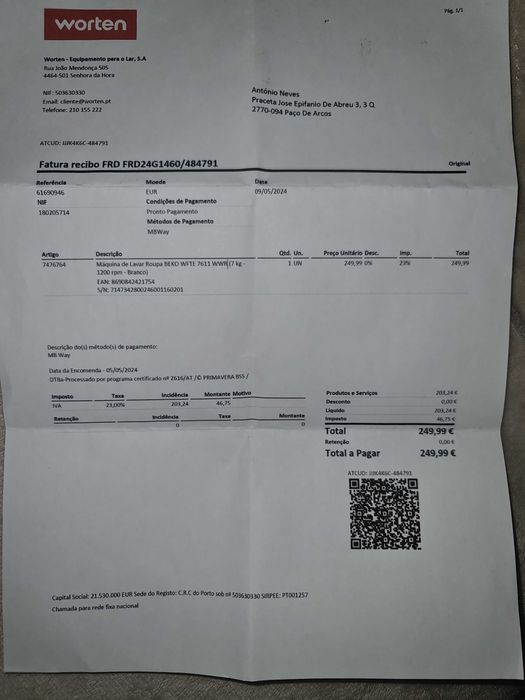 Maquina de lavar beko