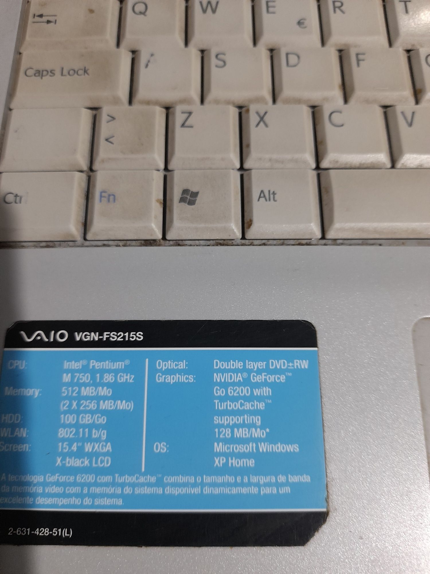 Computador portátil Sony Vaio VGN-FS215S