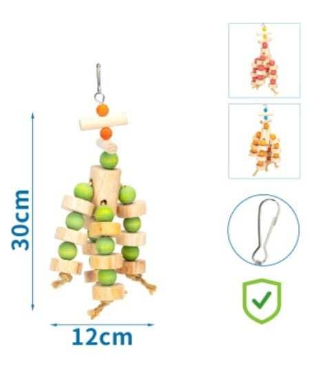 Brinquedo para Pássaros – Madeira Natural 30 × 12 cm
