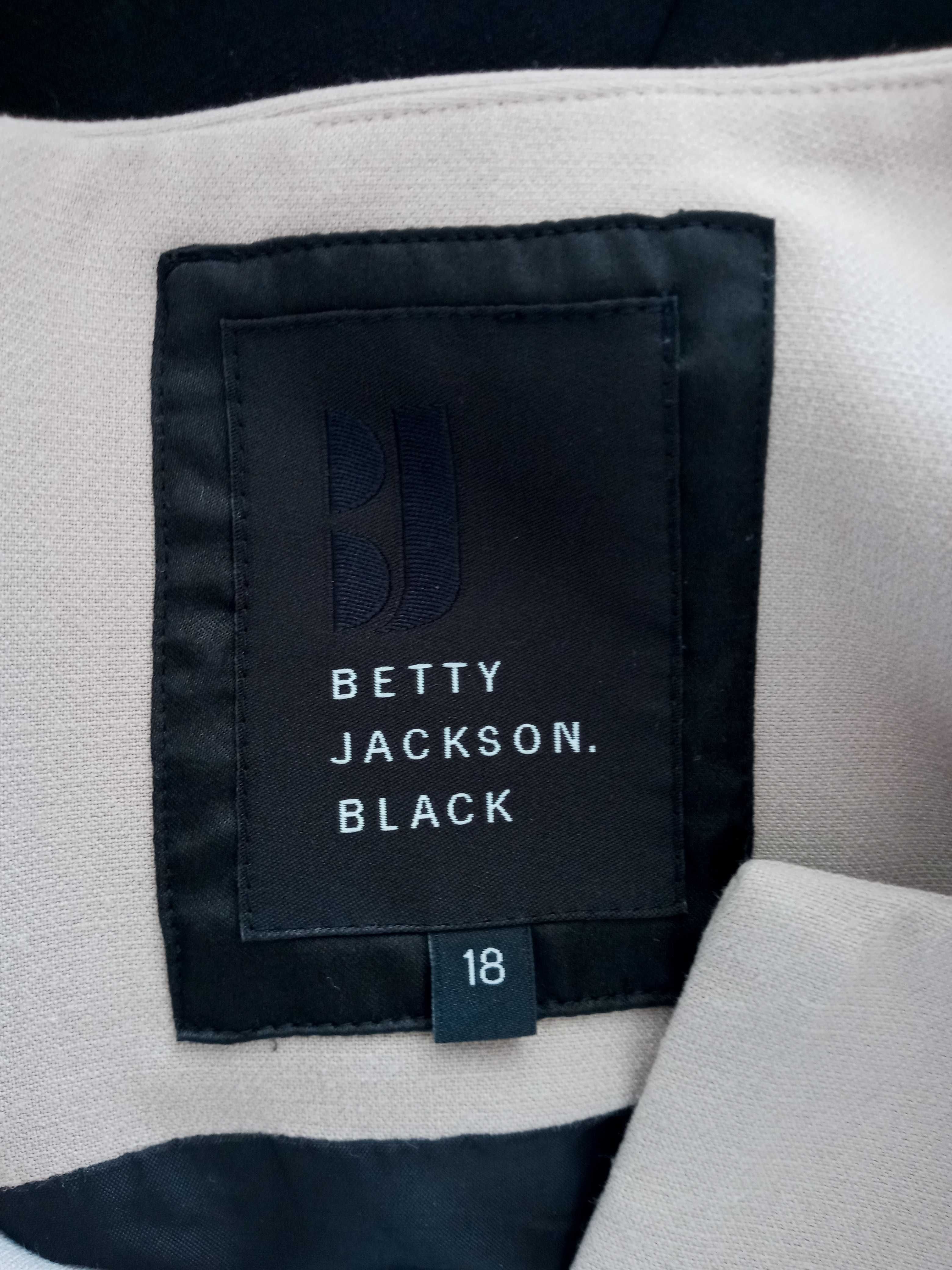 Betty Jackson Black czarna beżowa elegancka sukienka 18 XXXL