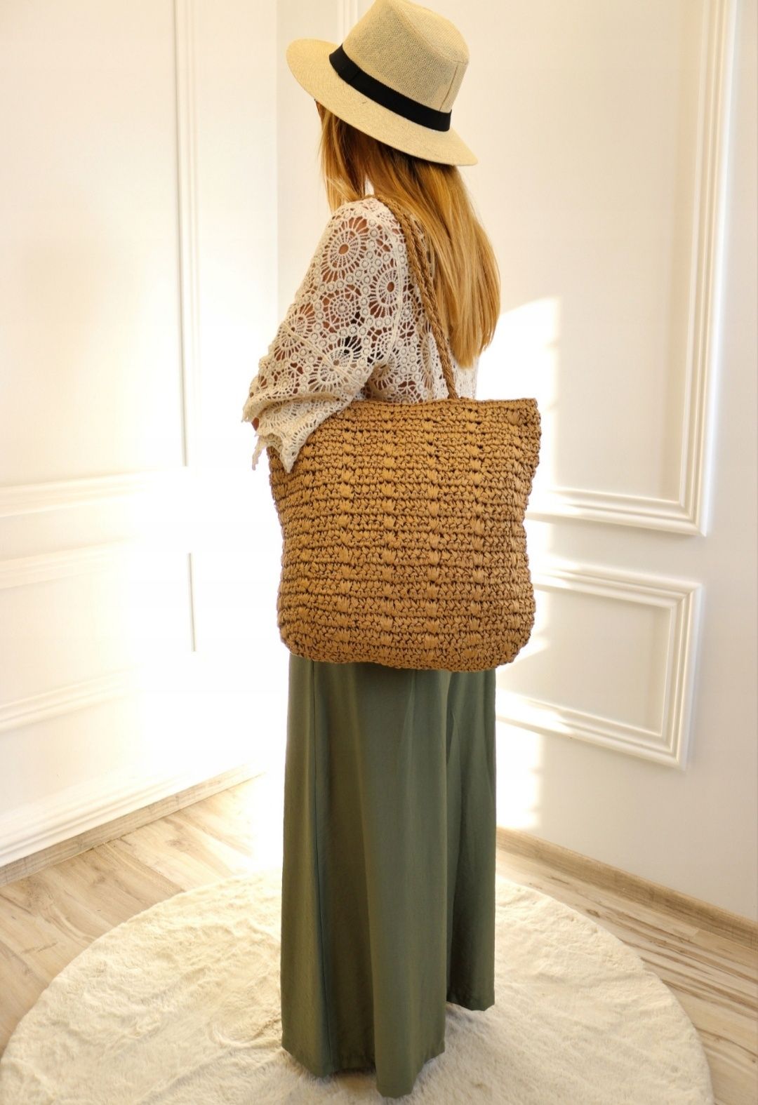 Torebka Boho shopper z zamkiem