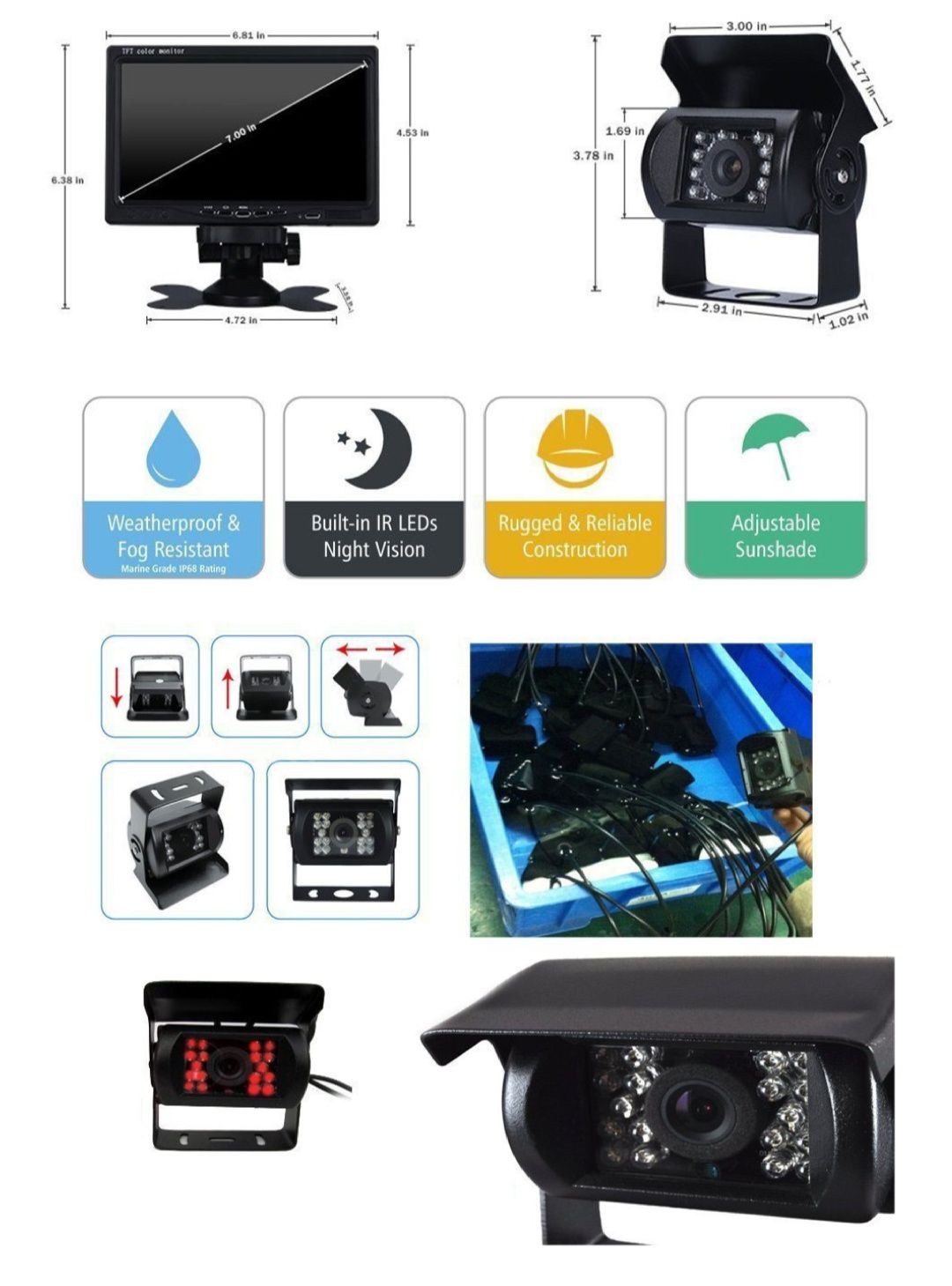 Kit 2 Câmaras Autocarro camião e autocaravana + Monitor LCD 7" NOVO