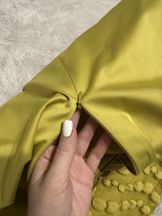 Sukienka limonkowa zielona żółta elegancka wesele karnawał M