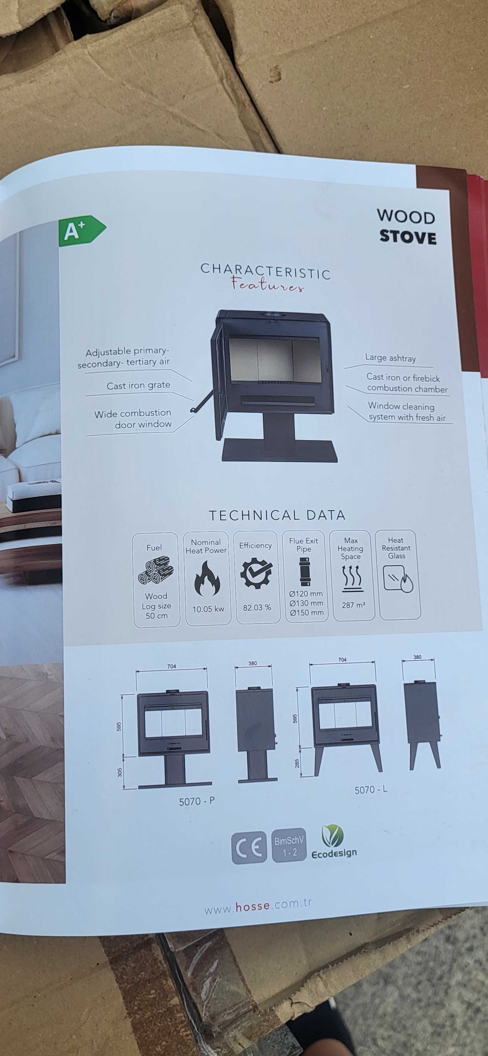 Камін піч 10 KW Hosseven  50-70 -P