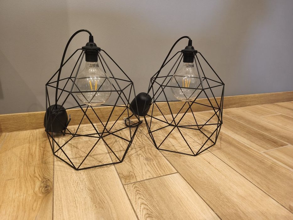 2 lampy sufitowe czarne loftowe metalowe industrialne