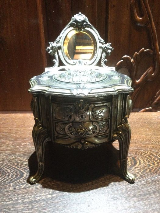 Caixa Guarda jóias Espelho Biselado Arte Nova França Marcado