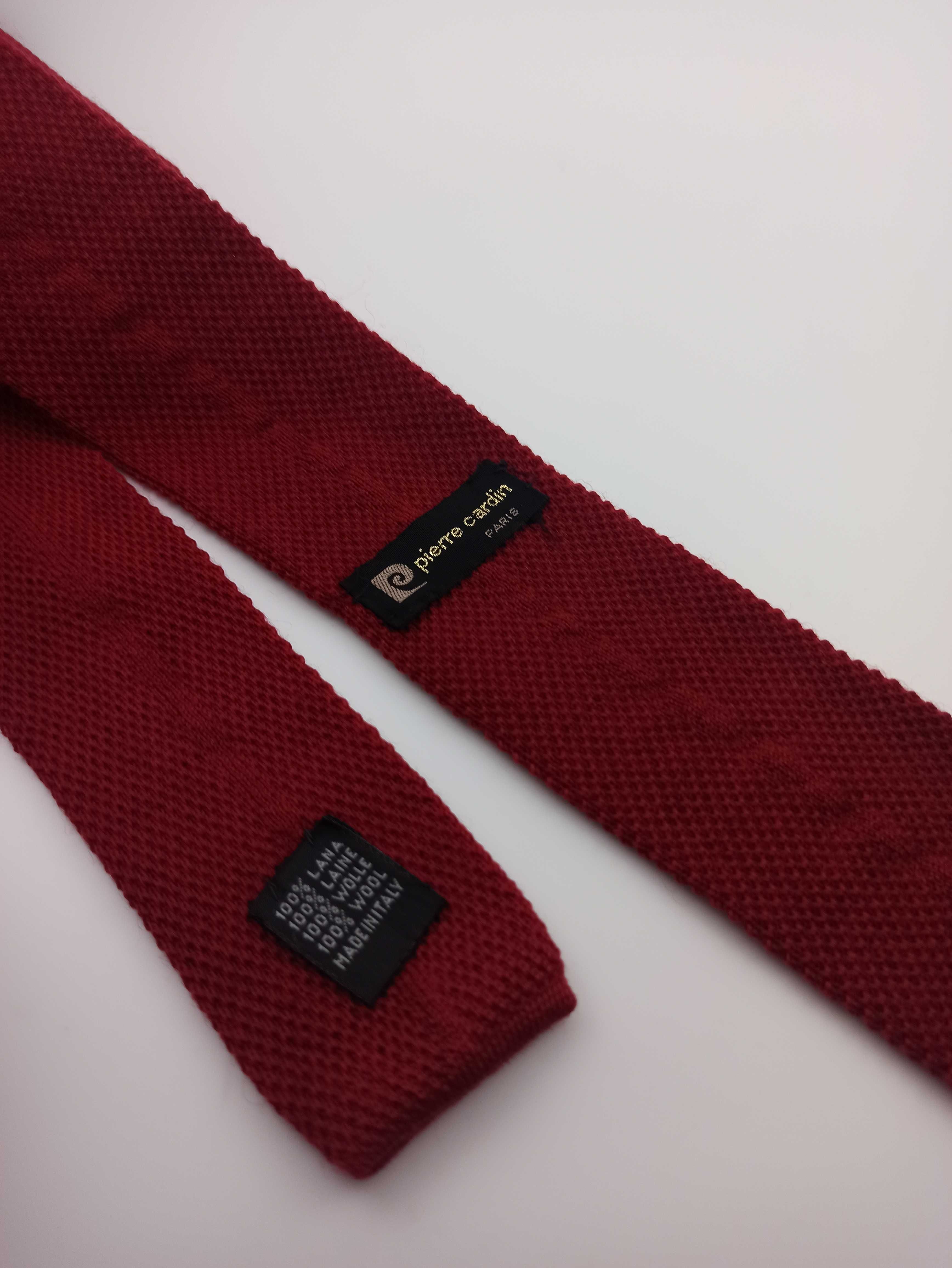 Pierre Cardin czerwony wełniany krawat knit pc01